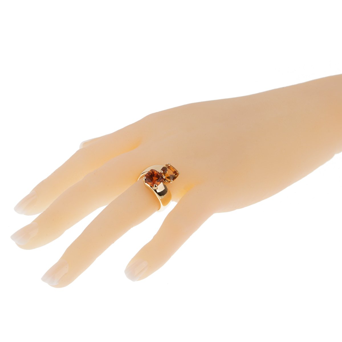 Hermes Vintage Citrine Bypass Cocktail 18K Yellow Gold Ring