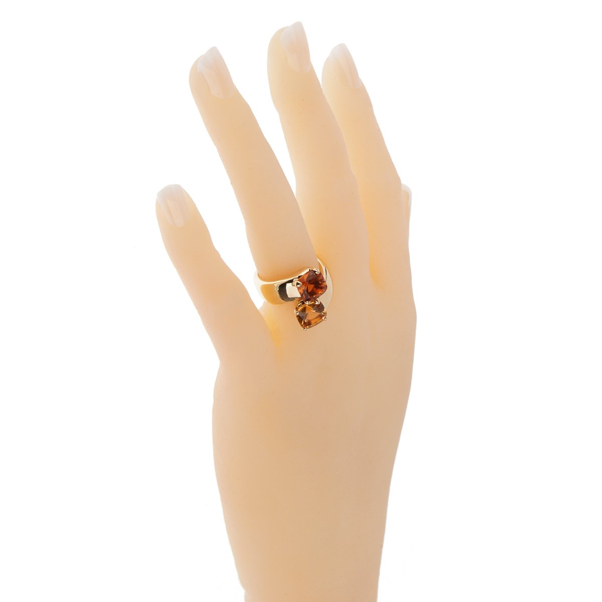 Hermes Vintage Citrine Bypass Cocktail 18K Yellow Gold Ring