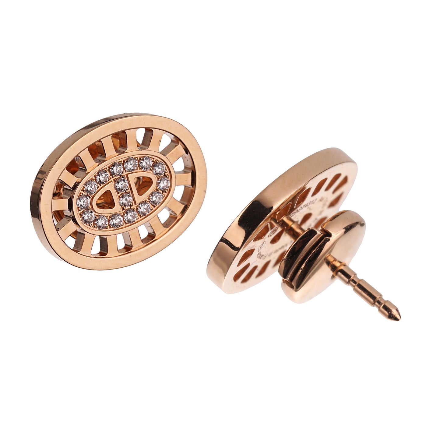 Hermes Chaine d'Ancre Rose Gold Diamond Earrings