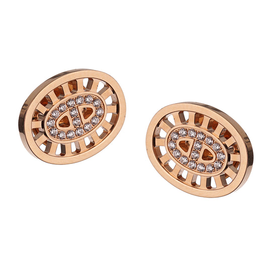 Hermes Chaine d'Ancre Rose Gold Diamond Earrings