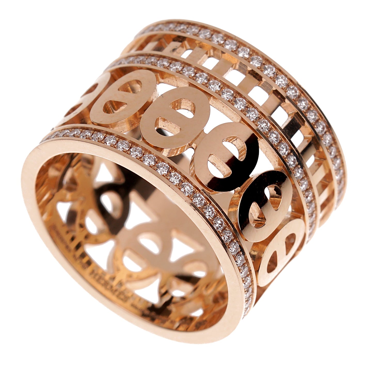 Hermes Chaine d'Ancre Divine Rose Gold Diamond Ring Sz 6 1/2