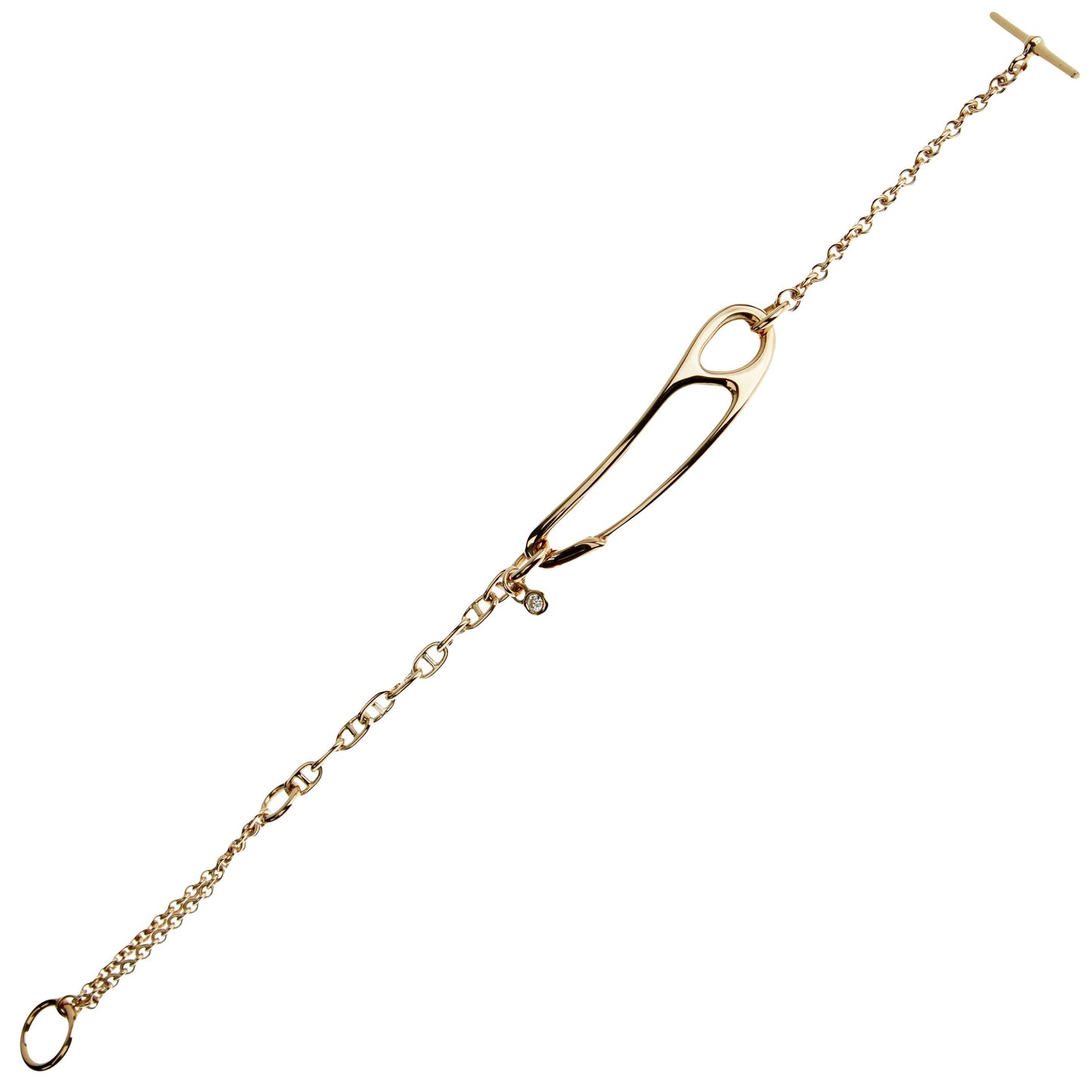 Hermes Chaine d'Ancre Punk Rose Gold Diamond Bracelet