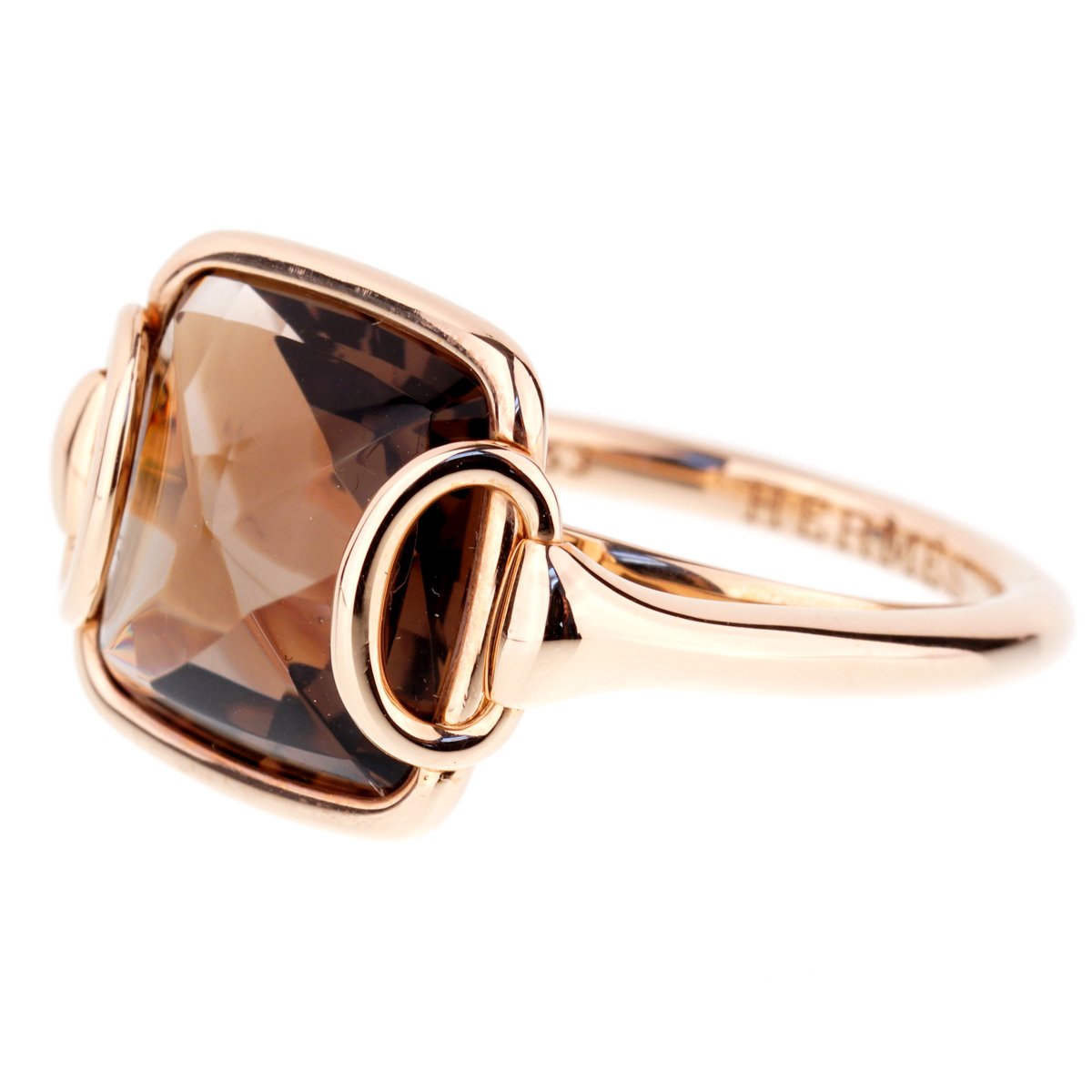 Hermes Deux Anneaux Smoky Quartz Rose Gold Ring