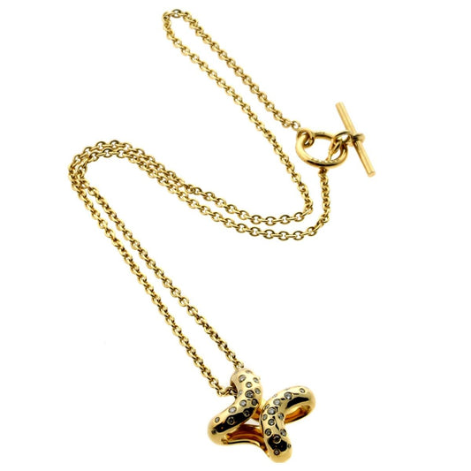 Hermes Diamond H Gold Necklace