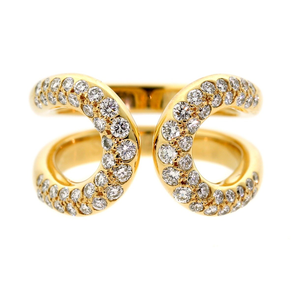 Hermes Diamond H 18k Yellow Gold Cocktail Ring