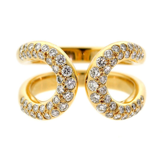 Hermes Diamond H 18k Yellow Gold Cocktail Ring