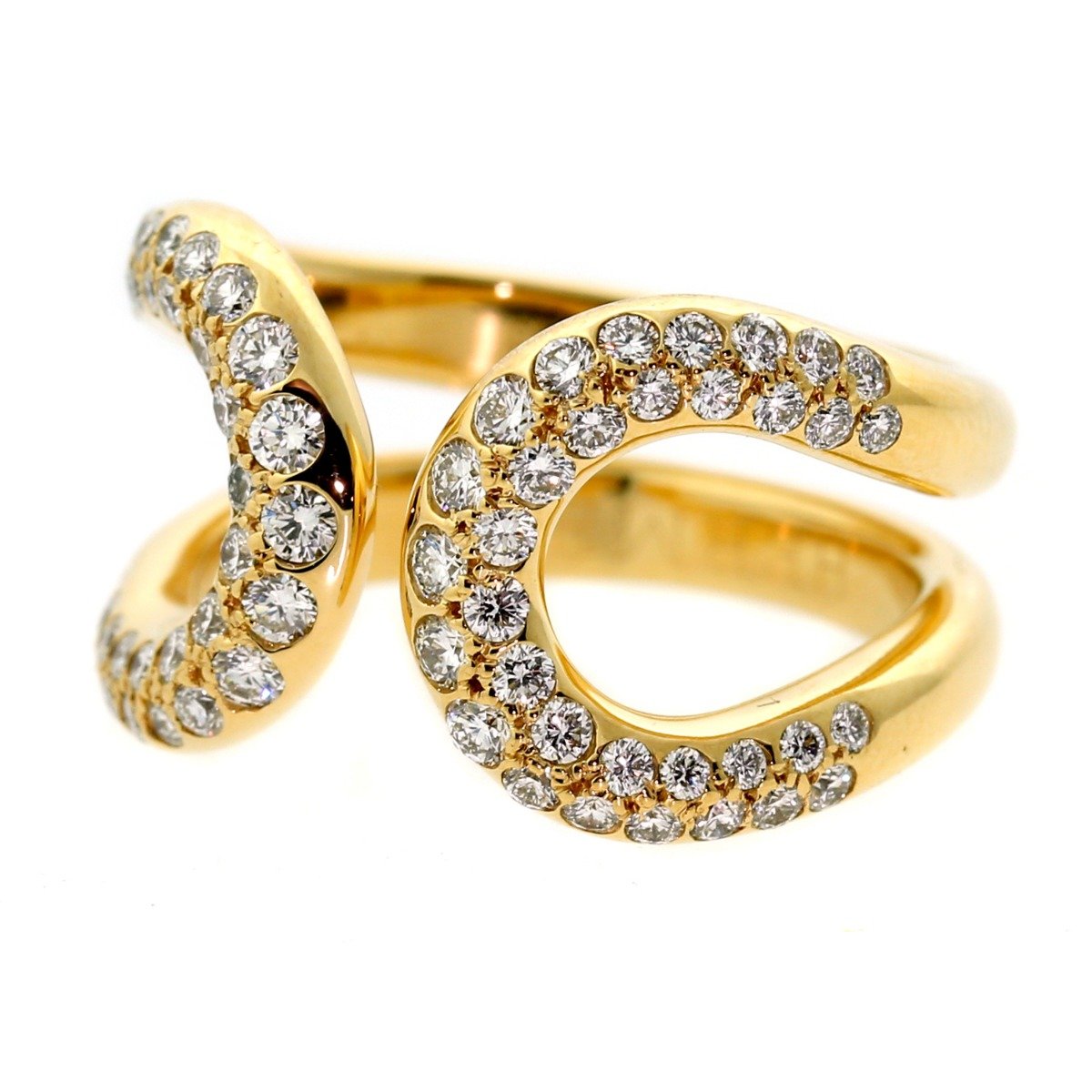 Hermes Diamond H 18k Yellow Gold Cocktail Ring