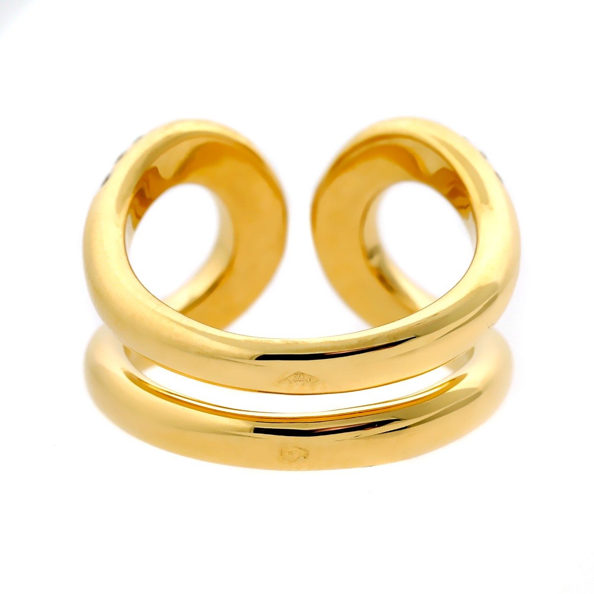 Hermes Diamond H 18k Yellow Gold Cocktail Ring