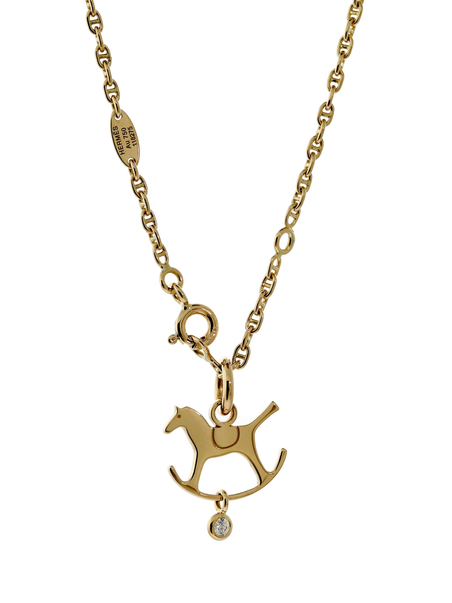 Hermes Diamond Horse Gold Necklace