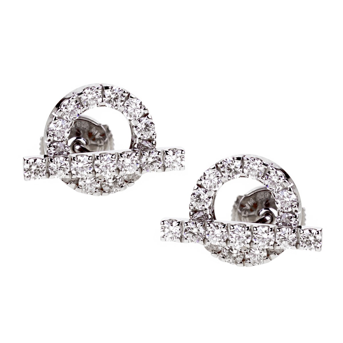 Hermes Finesse Diamond Stud 18k White Gold Earrings