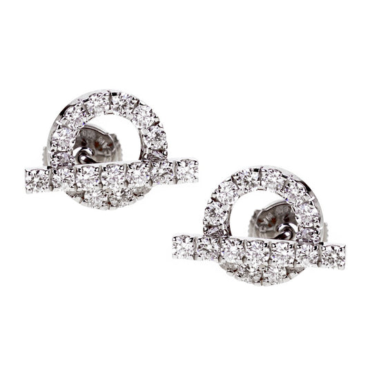 Hermes Finesse Diamond Stud 18k White Gold Earrings
