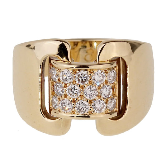 Hermes Diamond Yellow Gold Cocktail Ring