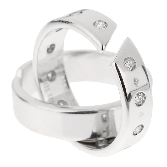 Hermes Double Diamond Band White Cocktail Band Ring