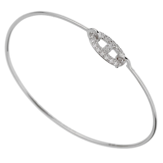 Hermes Farandole White Gold Diamond Bangle Bracelet