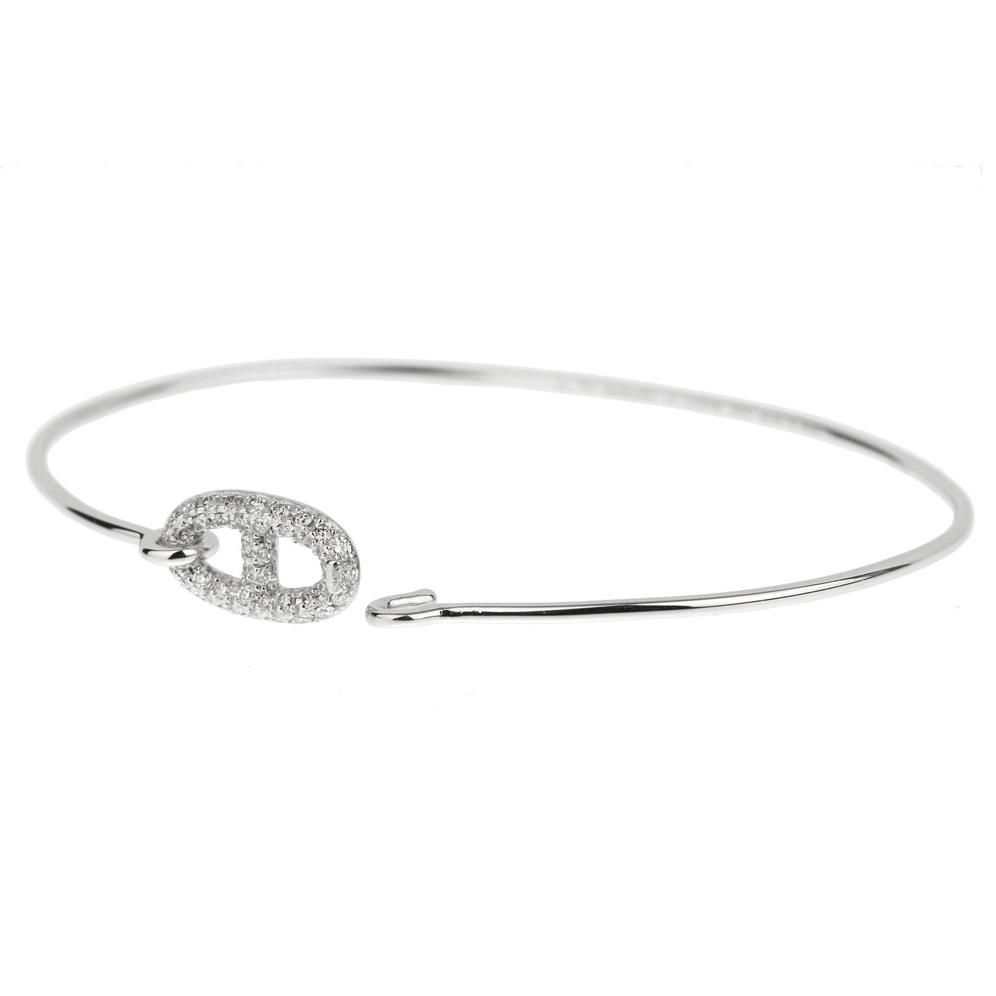 Hermes Farandole White Gold Diamond Large Bangle Bracelet