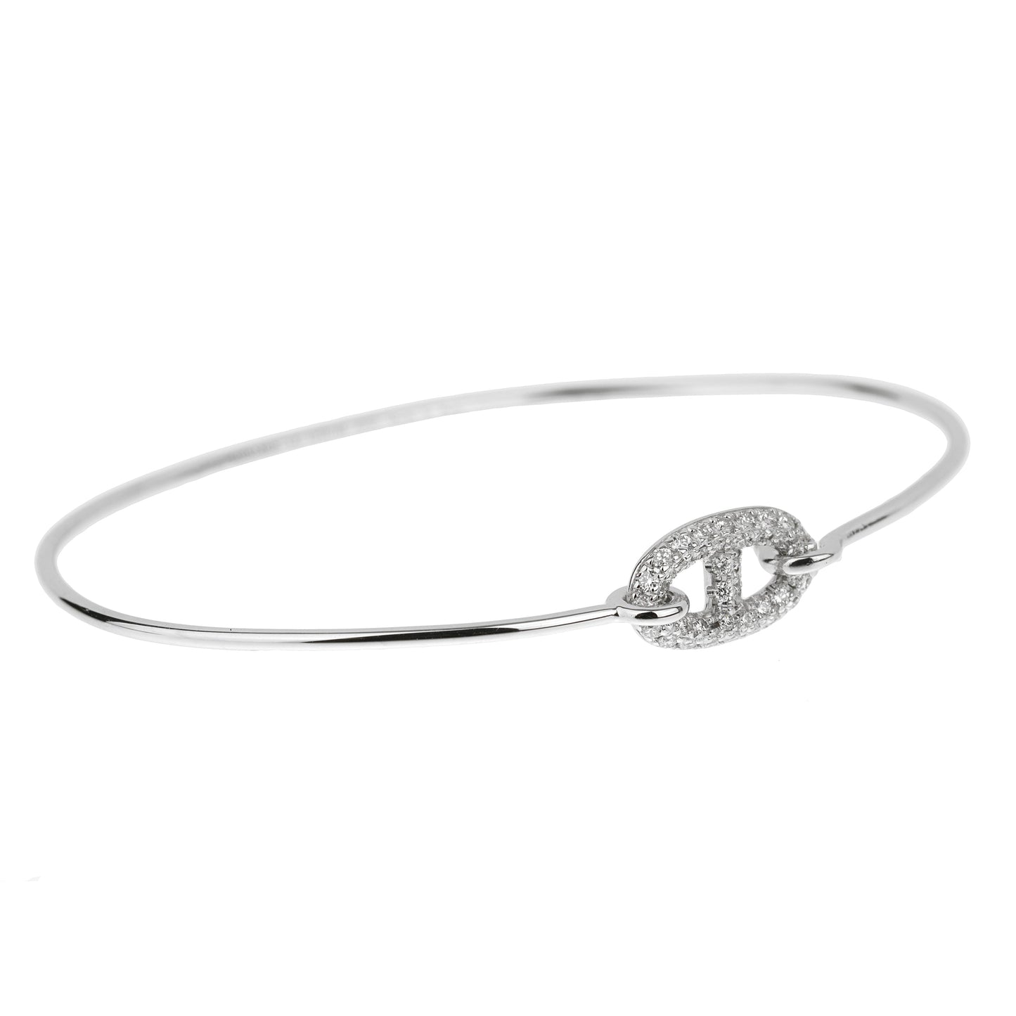 Hermes Farandole White Gold Diamond Large Bangle Bracelet