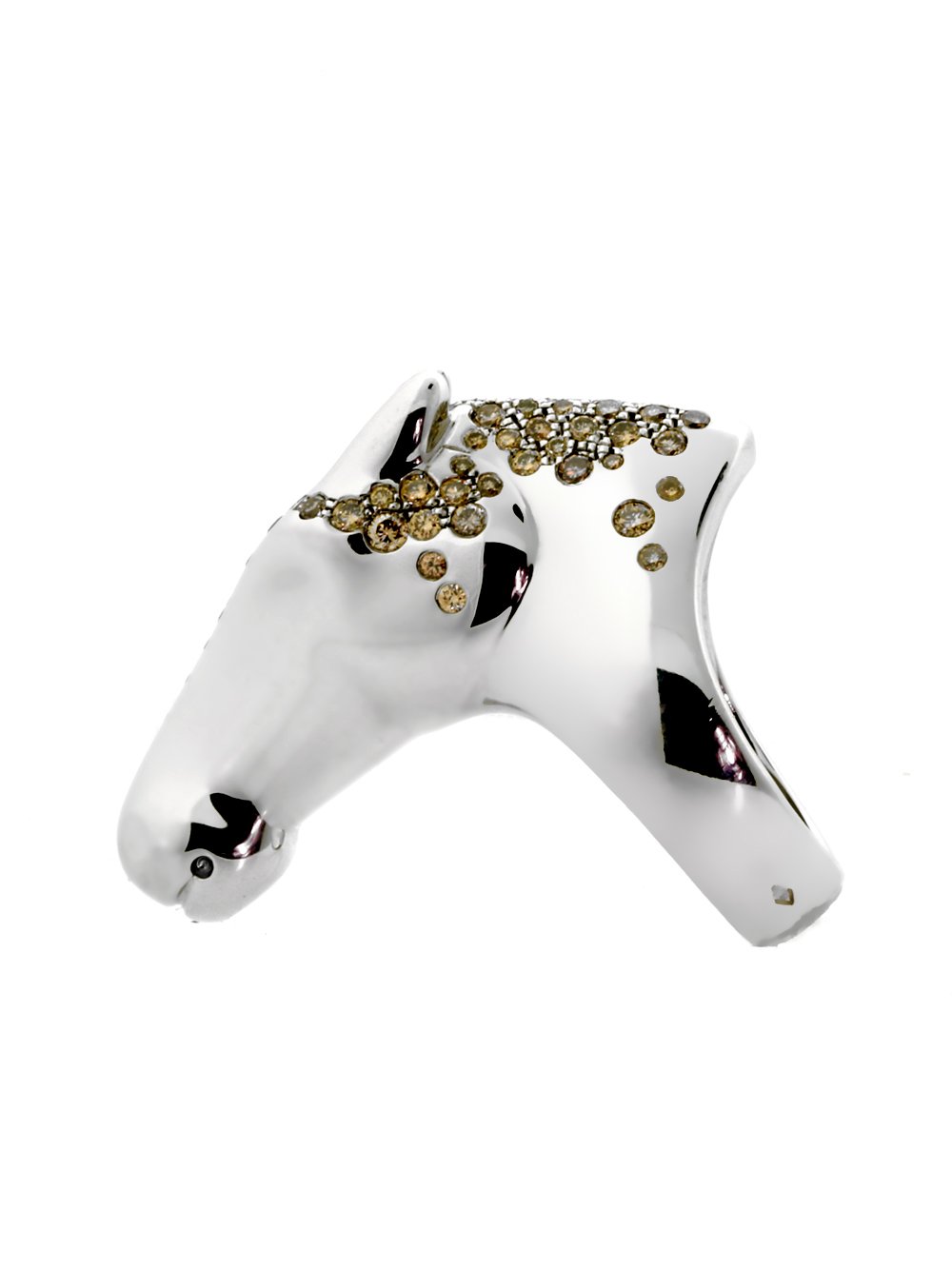Hermes Galop Horse Diamond Silver Ring