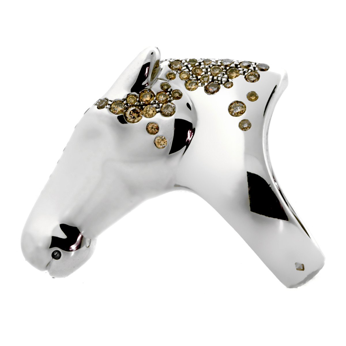 Hermes Galop Horse Limited Edition Diamond Silver Ring Sz 6 1/4