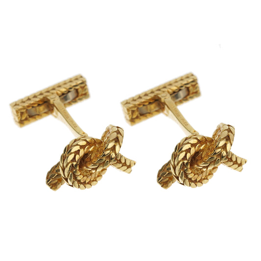 Hermes Georges Lenfant Braided Knot Yellow Gold Cufflinks