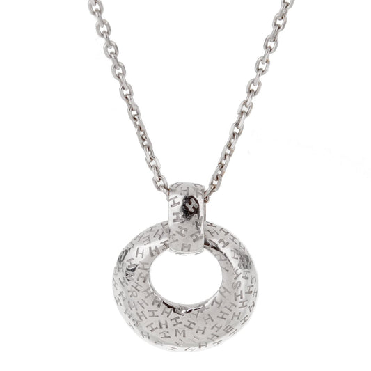 Hermes Graffiti White Gold Pendant Necklace