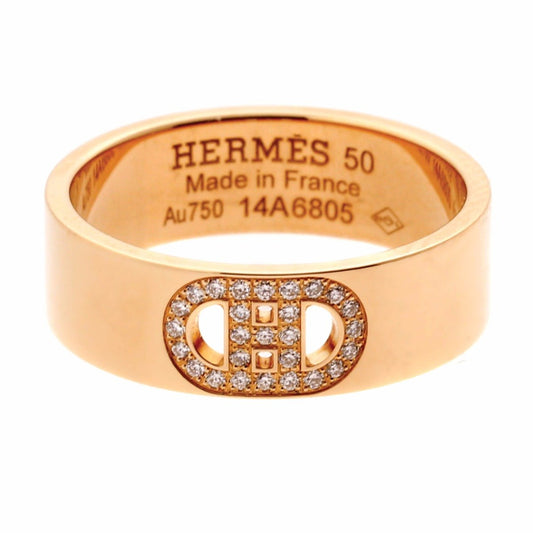 Hermes H d'Ancre Diamond Rose Gold Ring