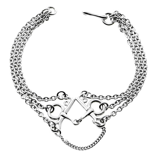 Hermes Mors De Bride White Gold Chain Link Bracelet