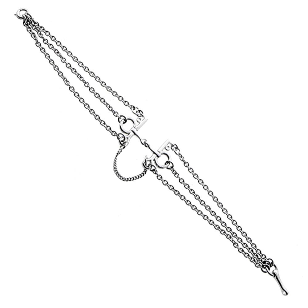 Hermes Mors De Bride White Gold Chain Link Bracelet