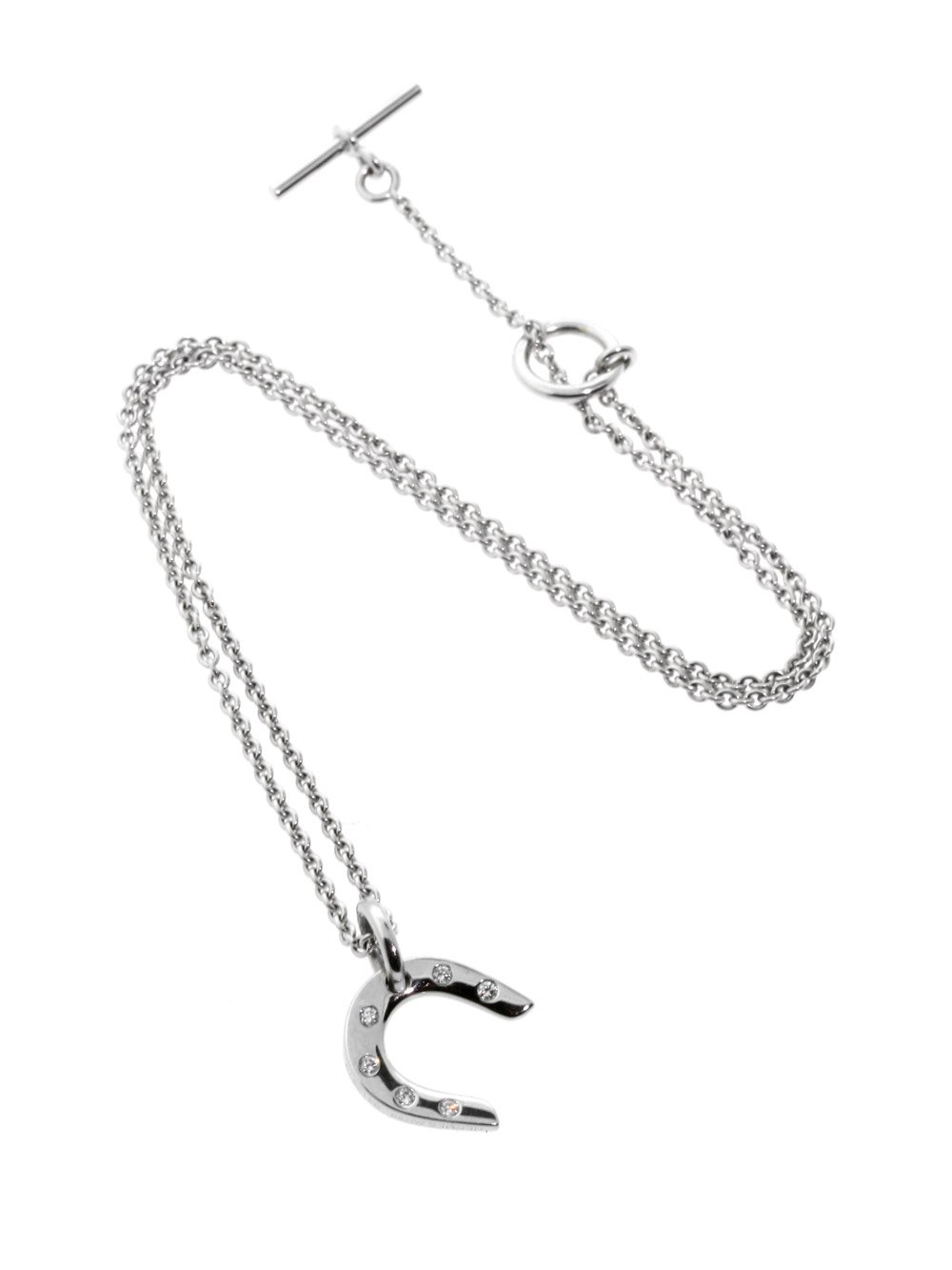 Hermes Horseshoe Diamond Necklace in White Gold