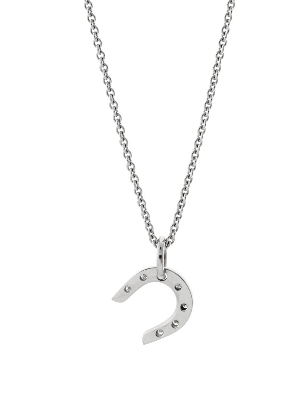 Hermes Horseshoe Diamond Necklace in White Gold