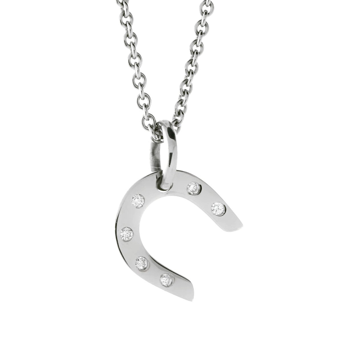 Hermes Horseshoe White Gold Diamond Necklace