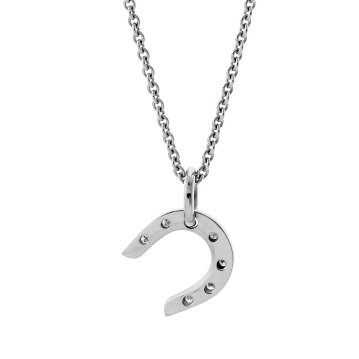 Hermes Horseshoe White Gold Diamond Necklace