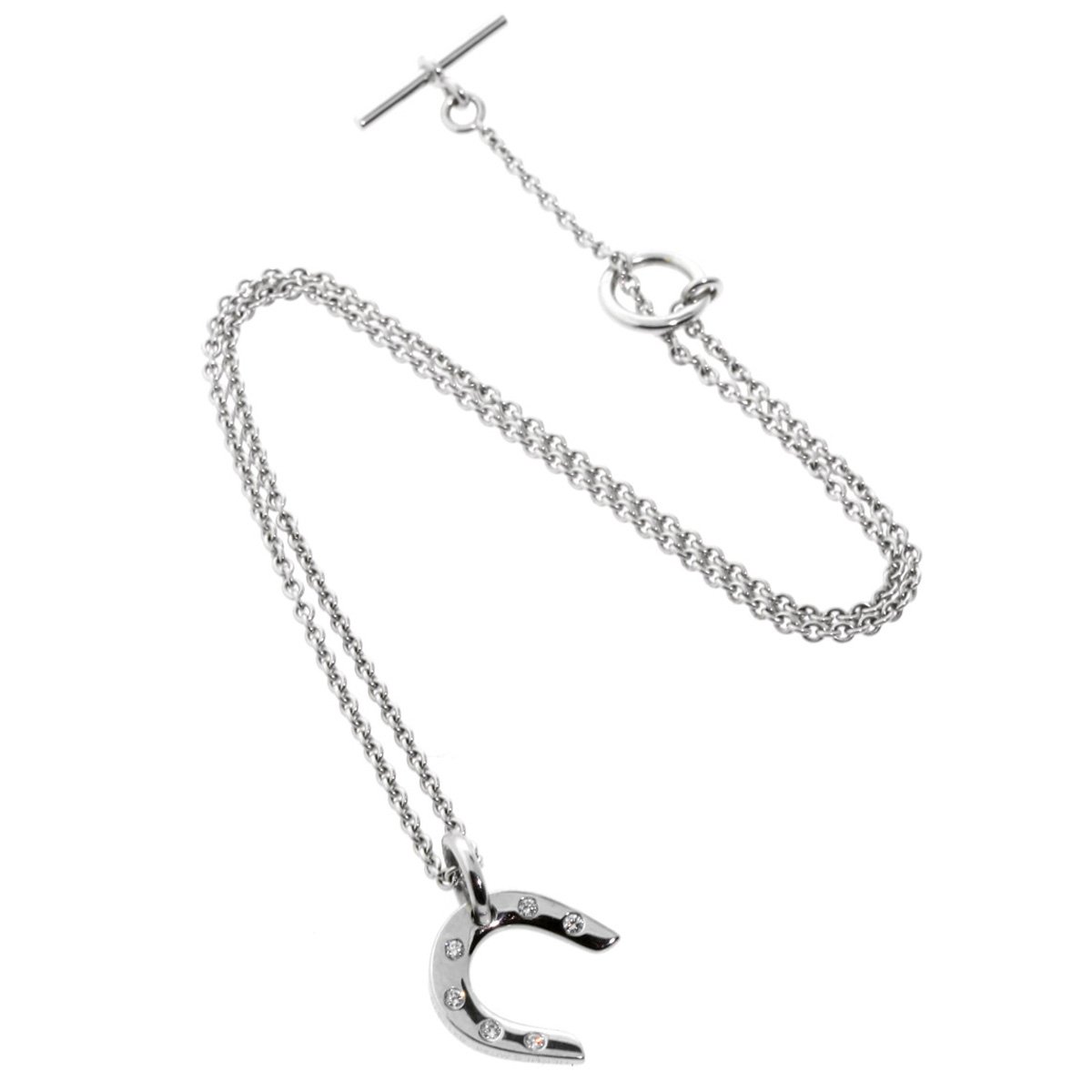 Hermes Horseshoe White Gold Diamond Necklace