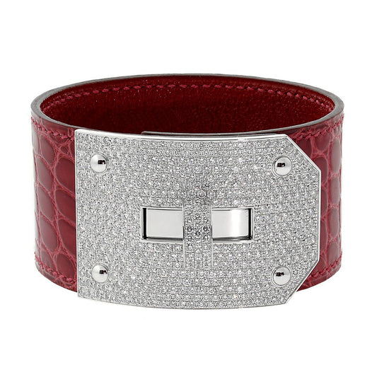 Hermes Kelly Diamond Alligator Leather Bracelet