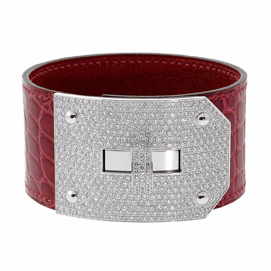 Hermes Kelly White Gold Diamond Bracelet