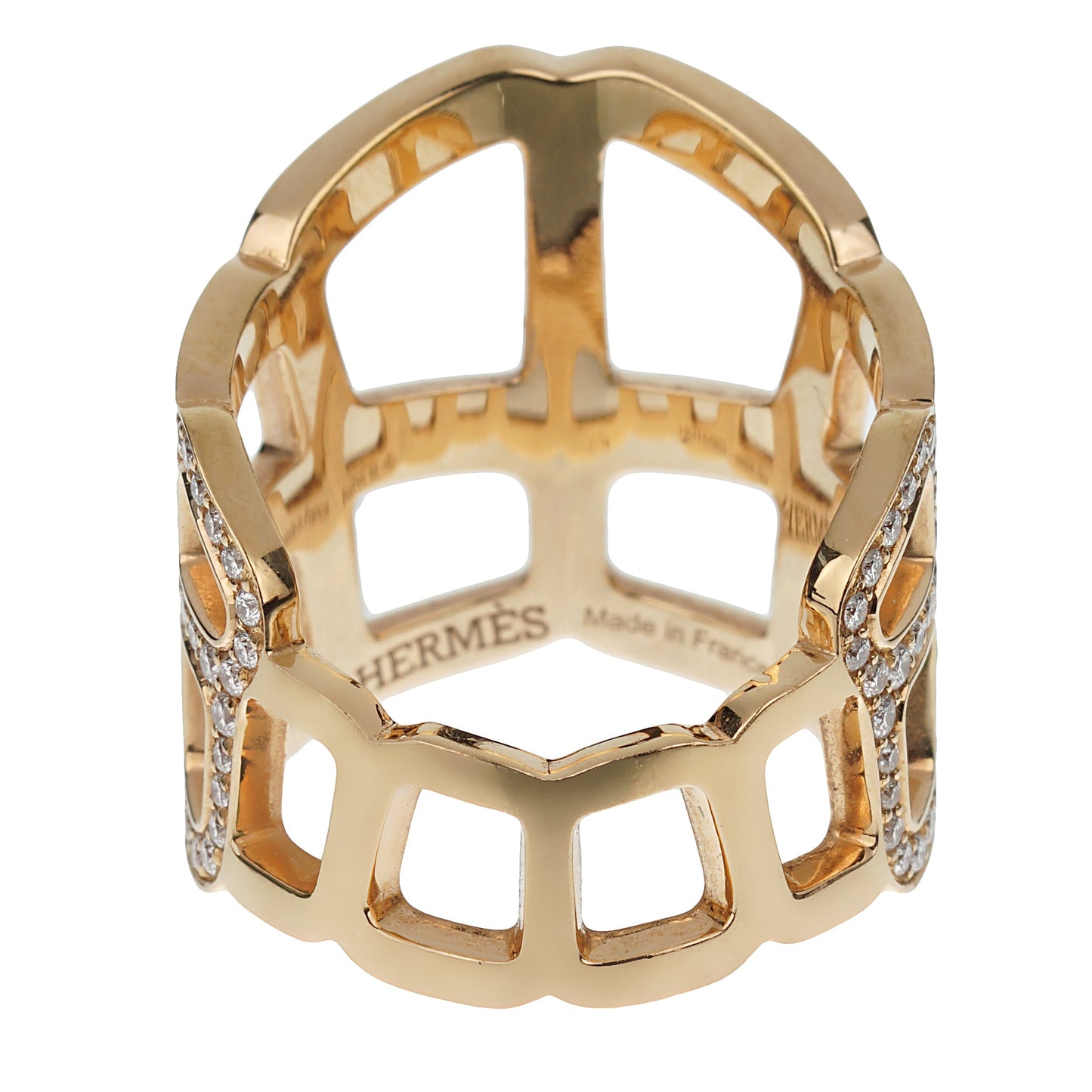 Hermes Niloticus Ombre Diamond 18k Rose Gold Cocktail Ring
