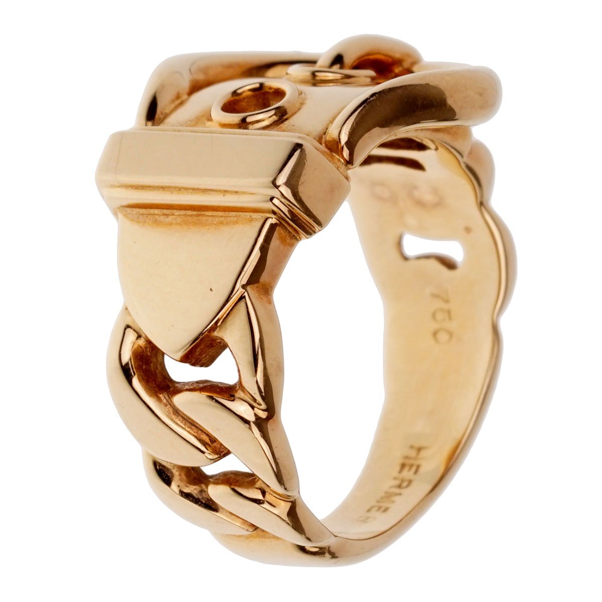 Hermes Paris Belt Buckle Yellow Gold Ring Sz 5 1/2