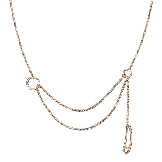 Hermes Punk Rose Gold Lariat Chain Necklace