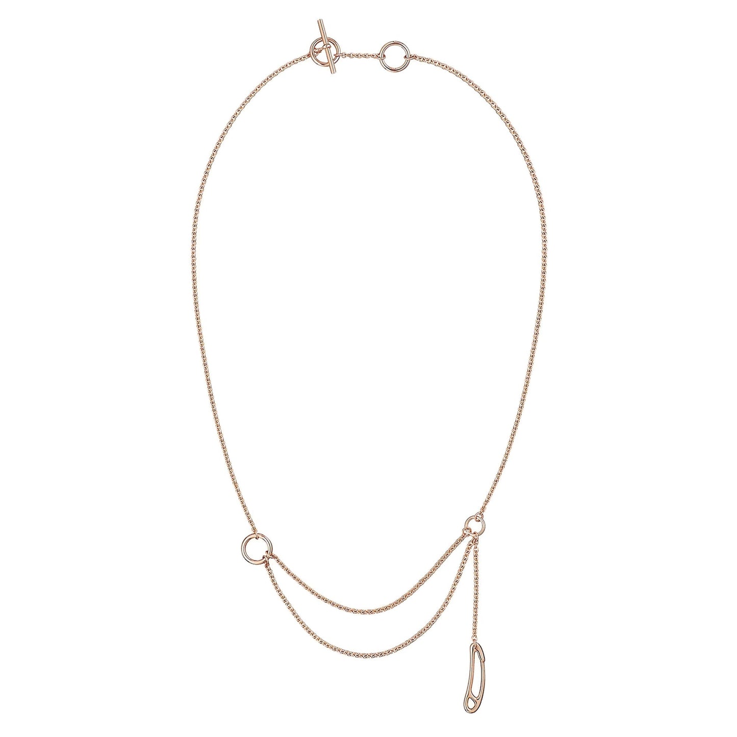 Hermes Punk Rose Gold Lariat Chain Necklace