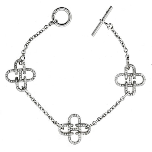Hermes Rose de Mer Diamond White Gold Bracelet