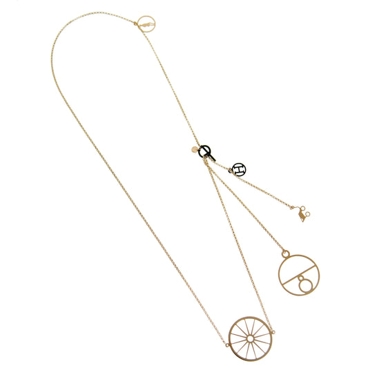 Hermes Rose Gold Long Charm Chain Necklace
