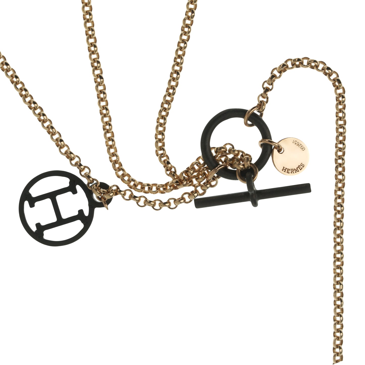 Hermes Rose Gold Long Charm Chain Necklace