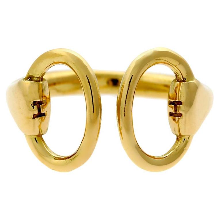 Hermes Stirrup Yellow Gold Ring