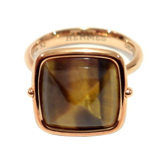 Hermes Tiger Eye Rose Gold Cocktail Ring