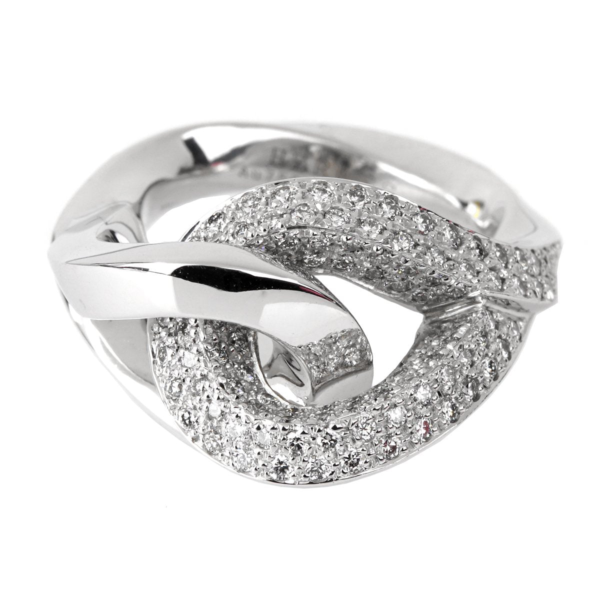 Hermes Twisted Pave Diamond Gold Ring