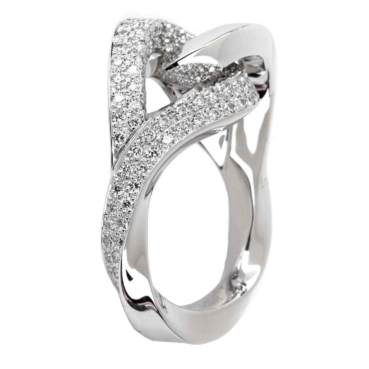 Hermes Twisted Pave Diamond Gold Ring