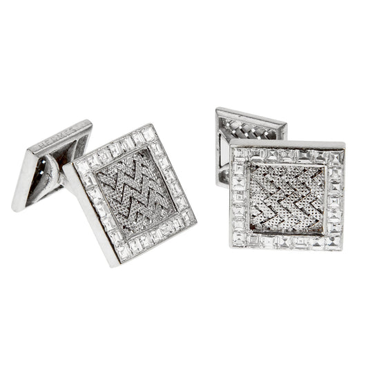 Hermes Vintage Important Diamond White Gold Cuff Links
