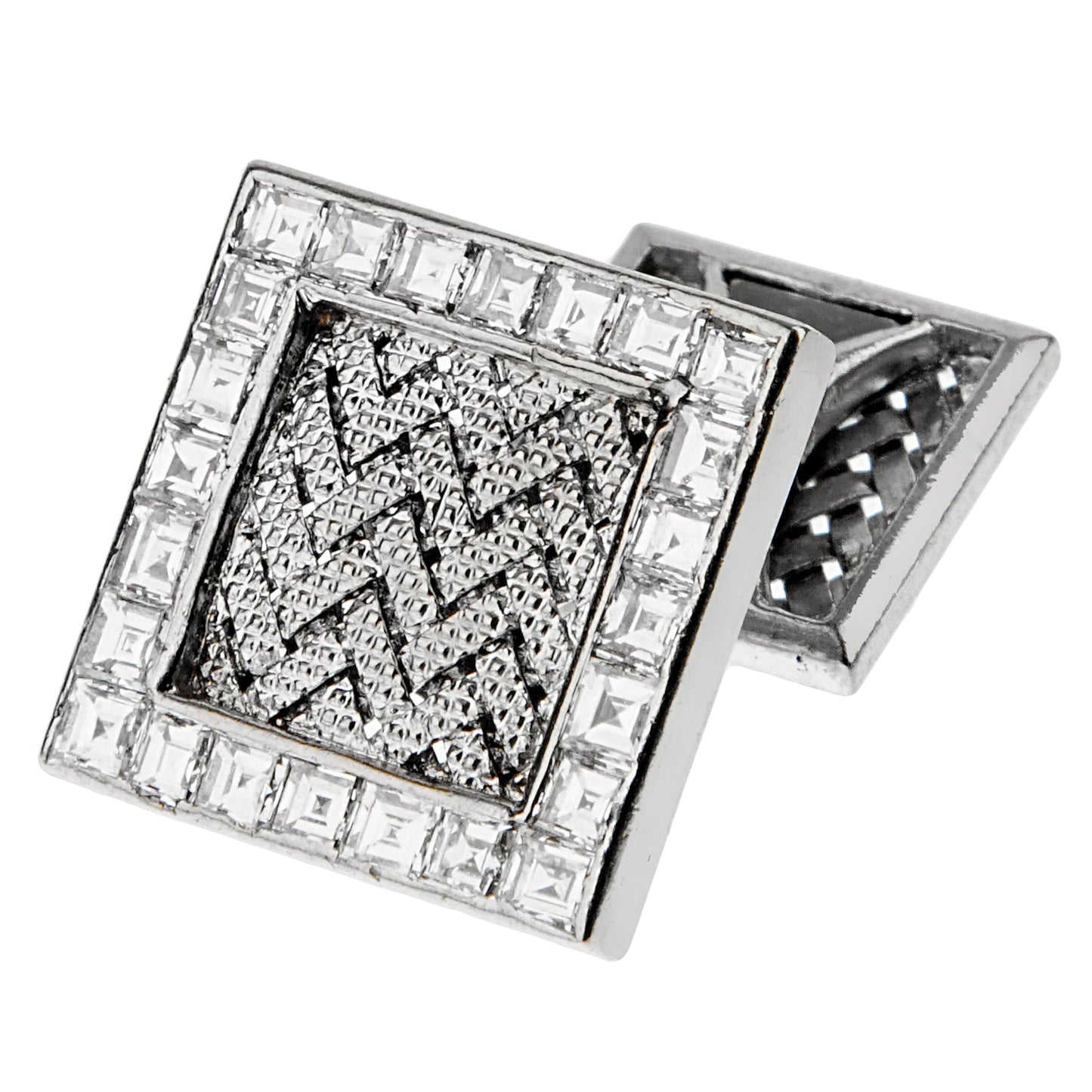 Hermes Vintage Important Diamond White Gold Cuff Links