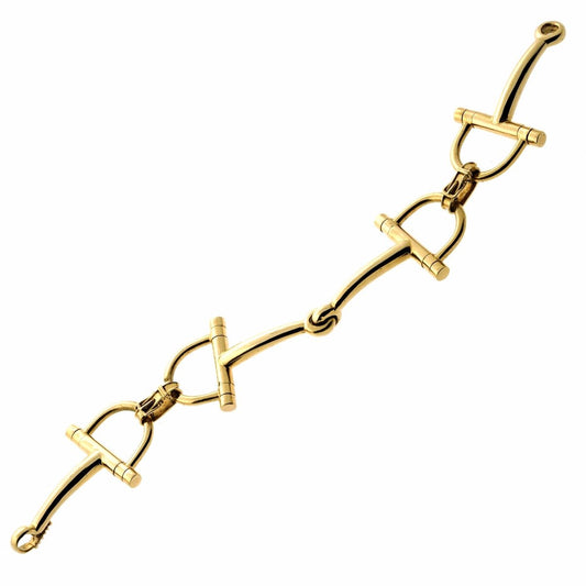Hermes Vintage Stirrup Gold Bracelet