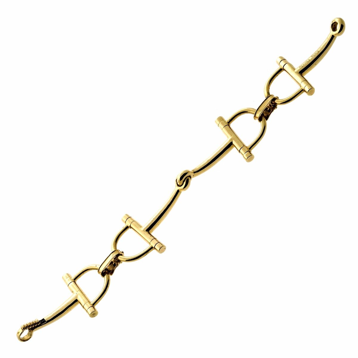 Hermes Vintage Stirrup Yellow Gold Bracelet