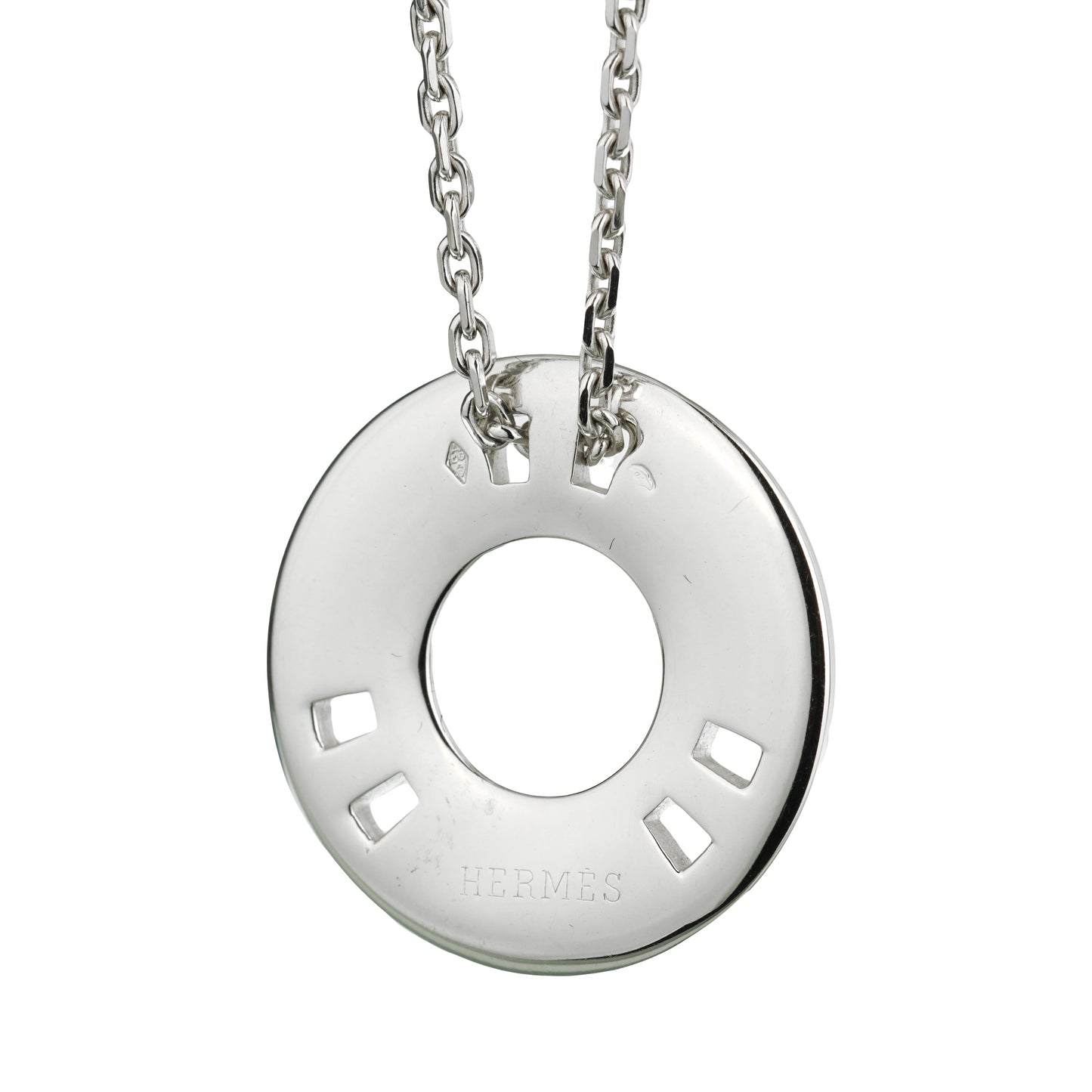 Hermes White Gold Vintage Pendant Necklace
